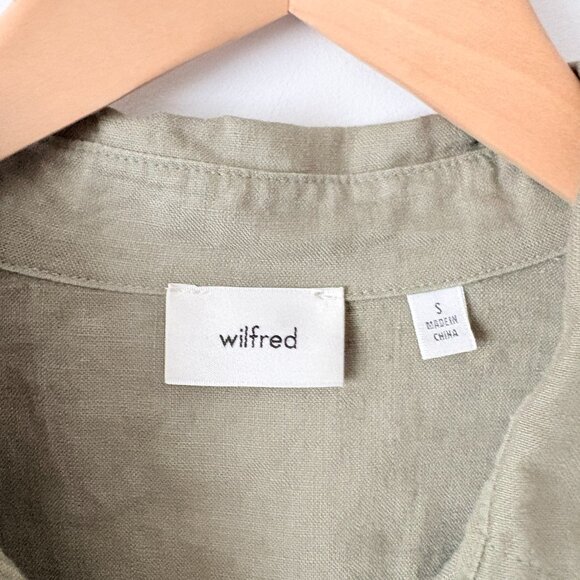 Aritzia Wilfred Eleta Linen Mini Dress Moss Green Size Small - Picture 6 of 8